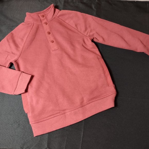 Cat & Jack Other - NWT Kids' Snap Collar Pullover Sweatshirt w/ Pockets, Maroon